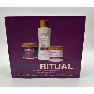 Raw Sugar Raw Ritual Kit Sugar Scrub Body Butter & Body Wash Pomegranate & Pear